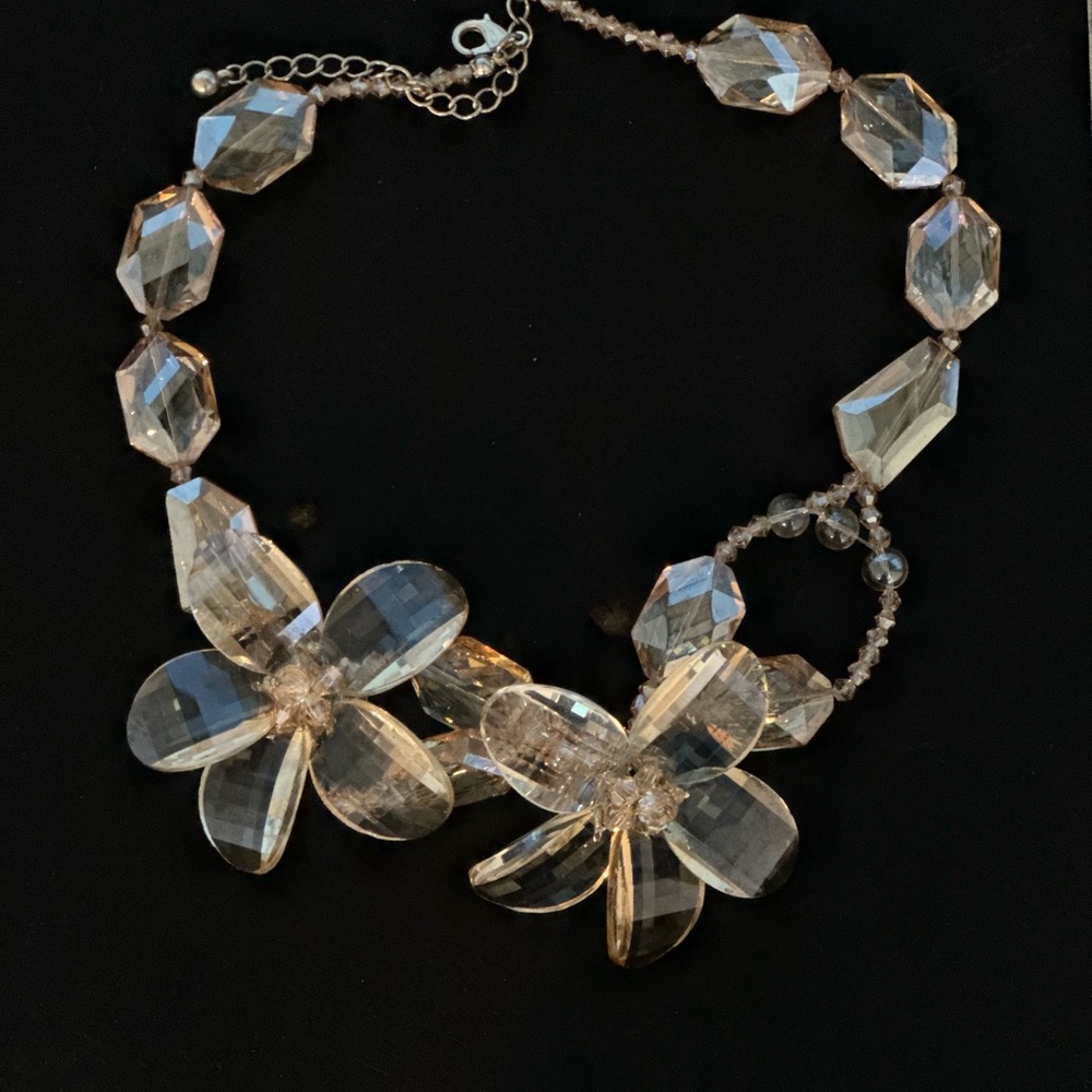 Vintage Estate Necklace Topaz Crystal Flower